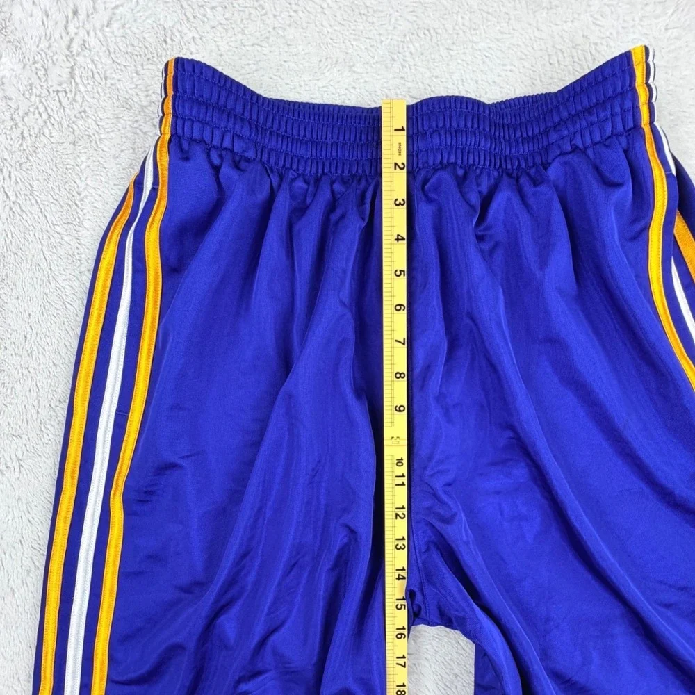 Adidas‎ Basketball Dazzle Sparkle Shorts Men XL Long Blue Yellow Striped VTG 10